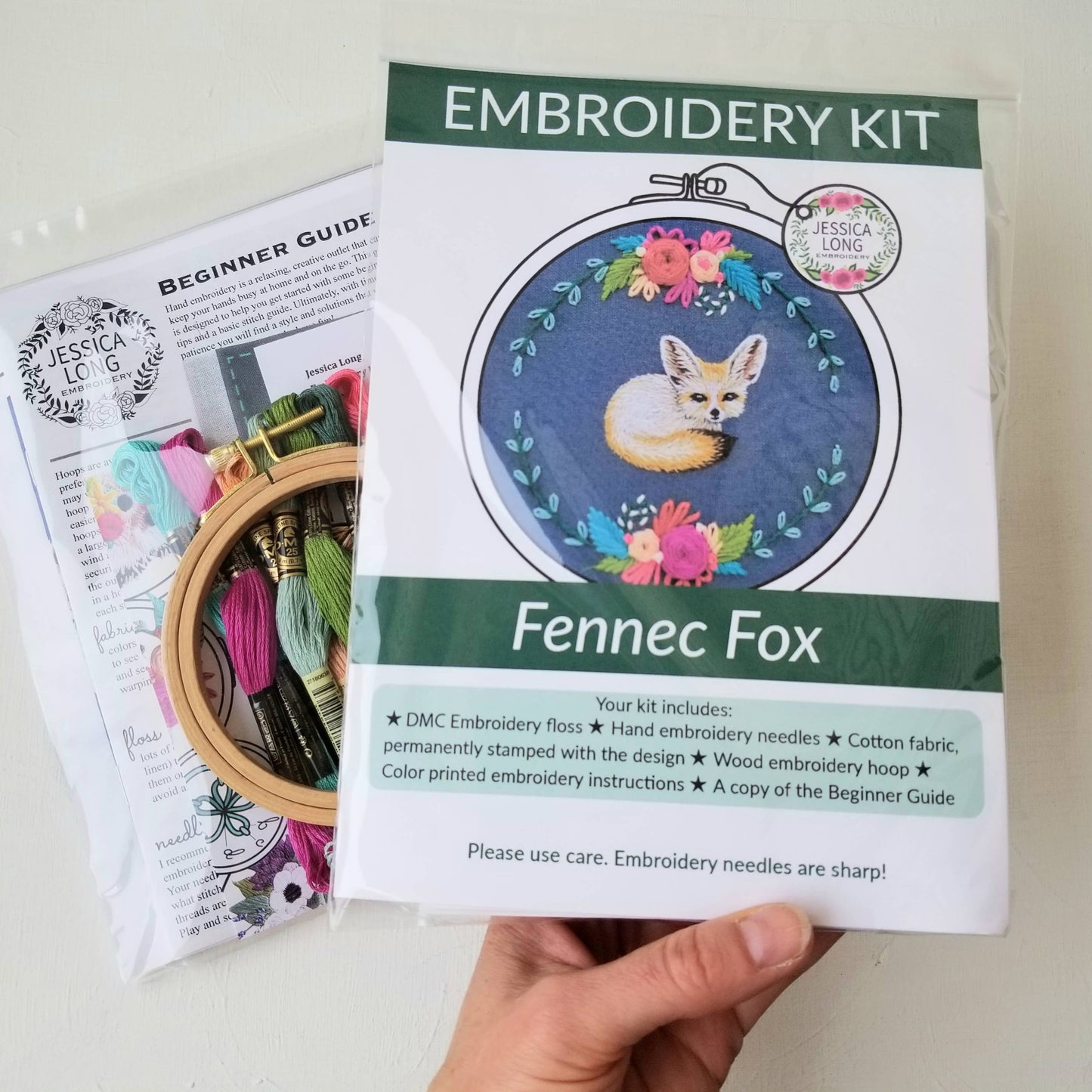 Embroidery Kit: Floral Fennec Fox