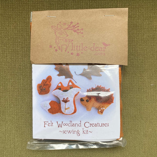 Felt Craft Kit: Mini Woodland Creatures- Fox, Hedgehog + Leaf