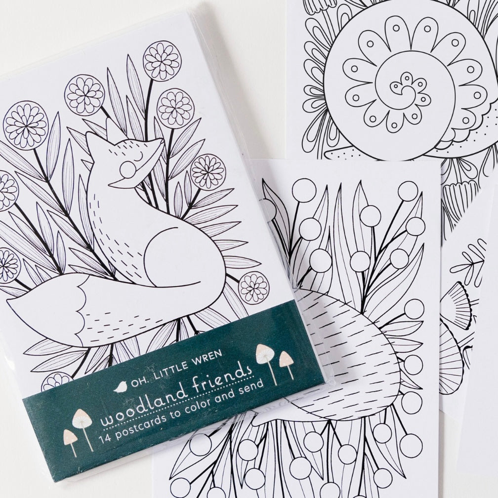 Woodland Coloring Postcards - Set of 14