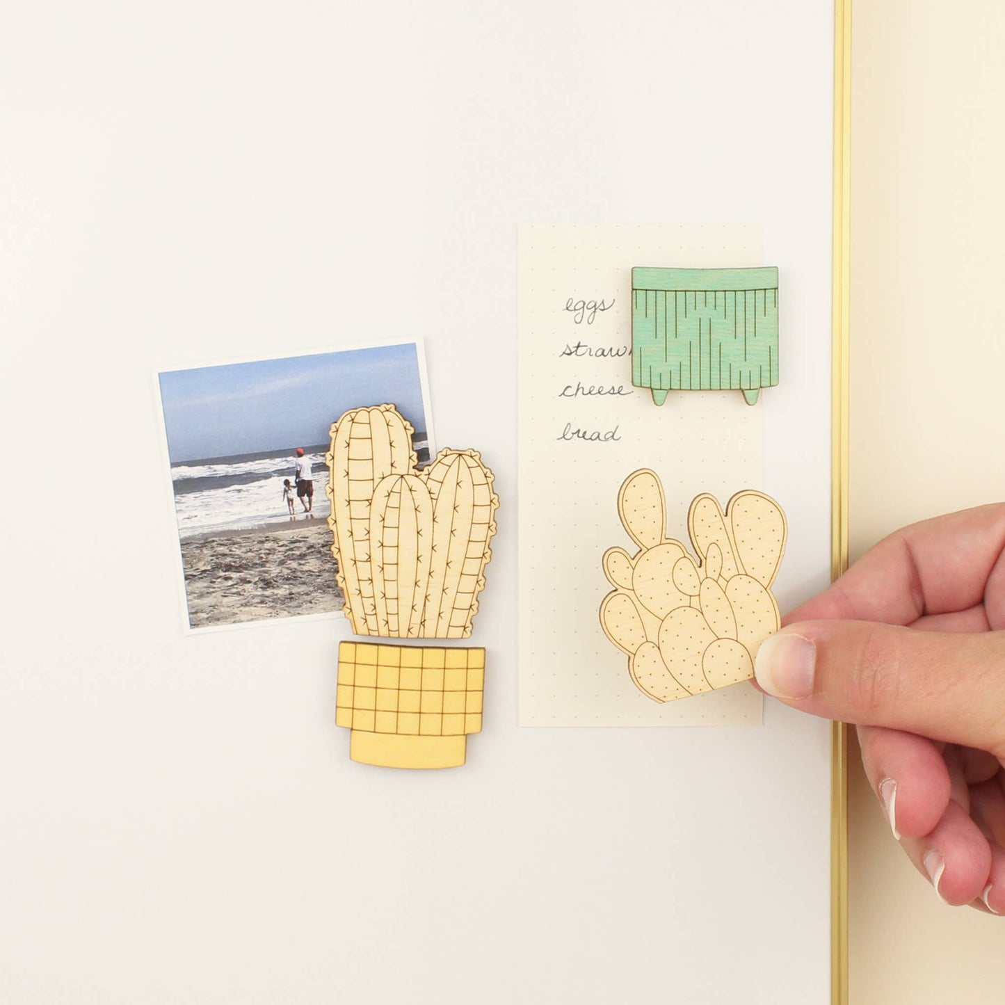 Laser Cut Wood Magnets: Houseplant -
 Bunny Ears Cactus 2pcs