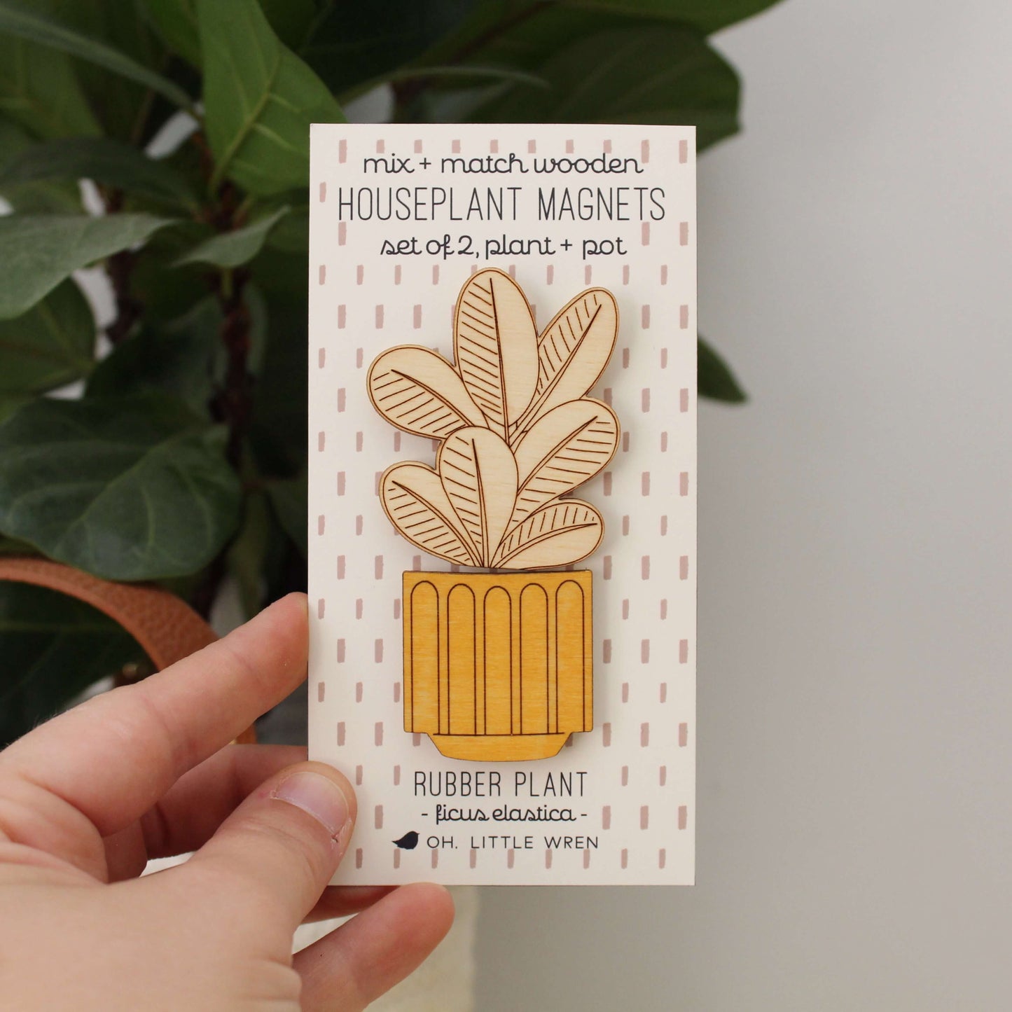 Laser Cut Wood Magnets: Houseplant - Rubber Plant 2pcs