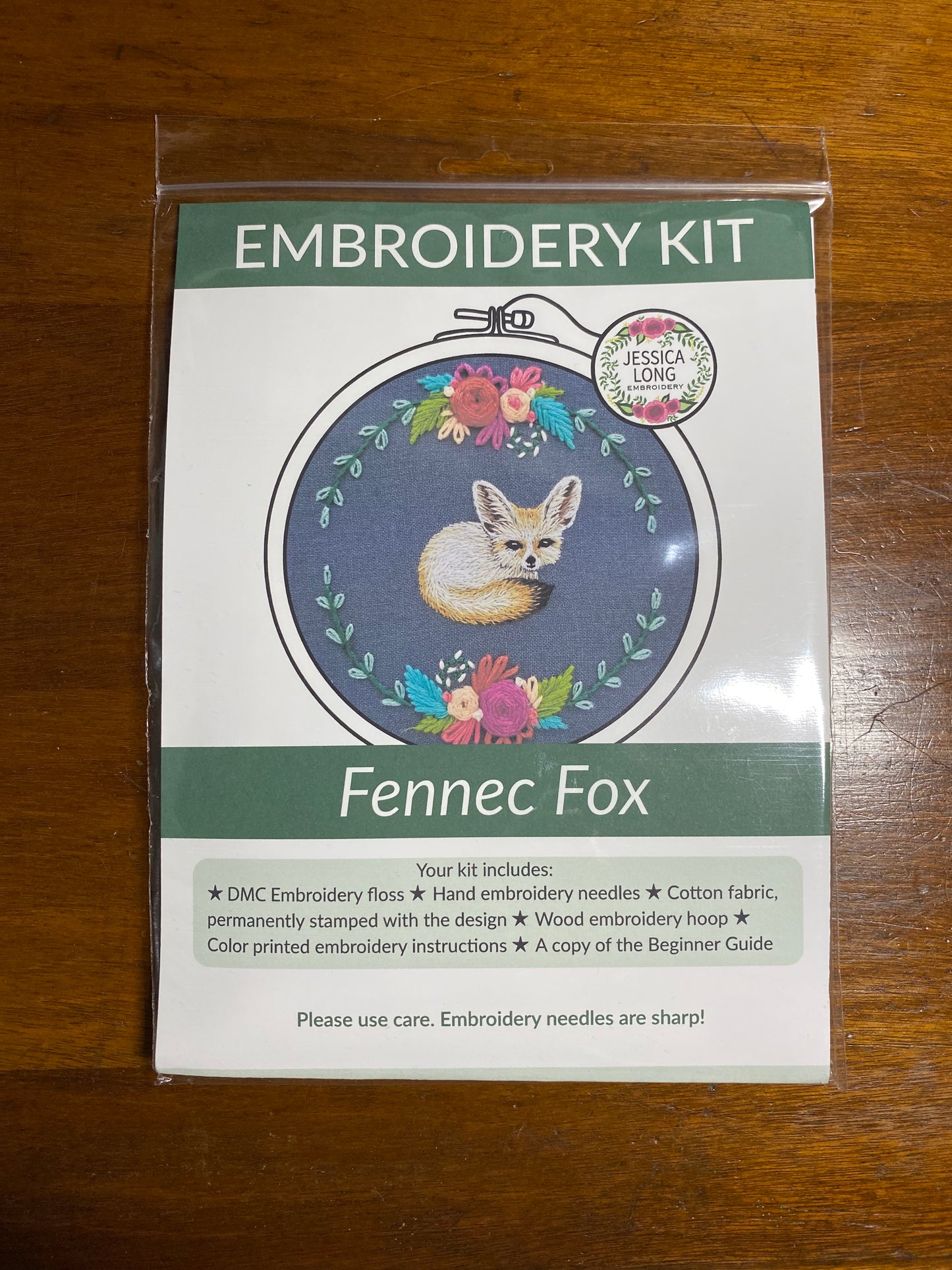 Embroidery Kit: Floral Fennec Fox