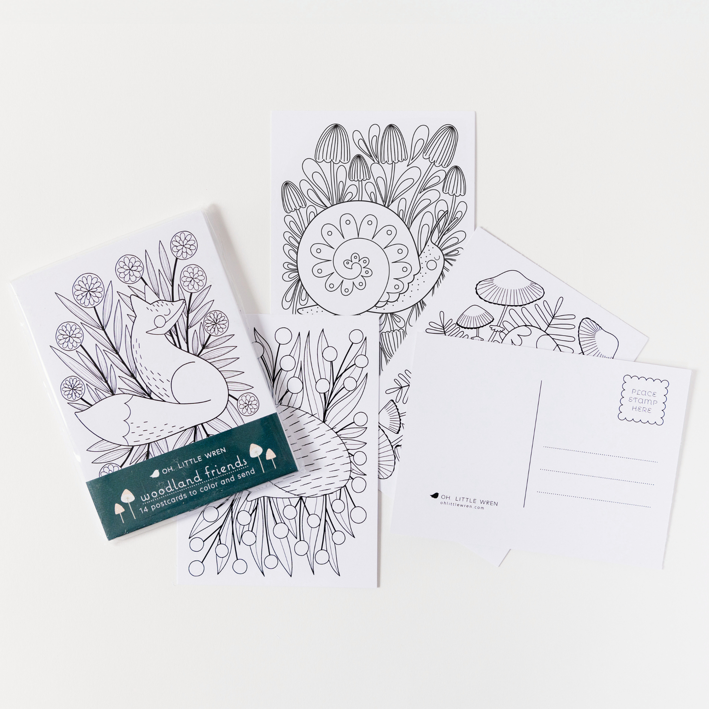 Woodland Coloring Postcards - Set of 14