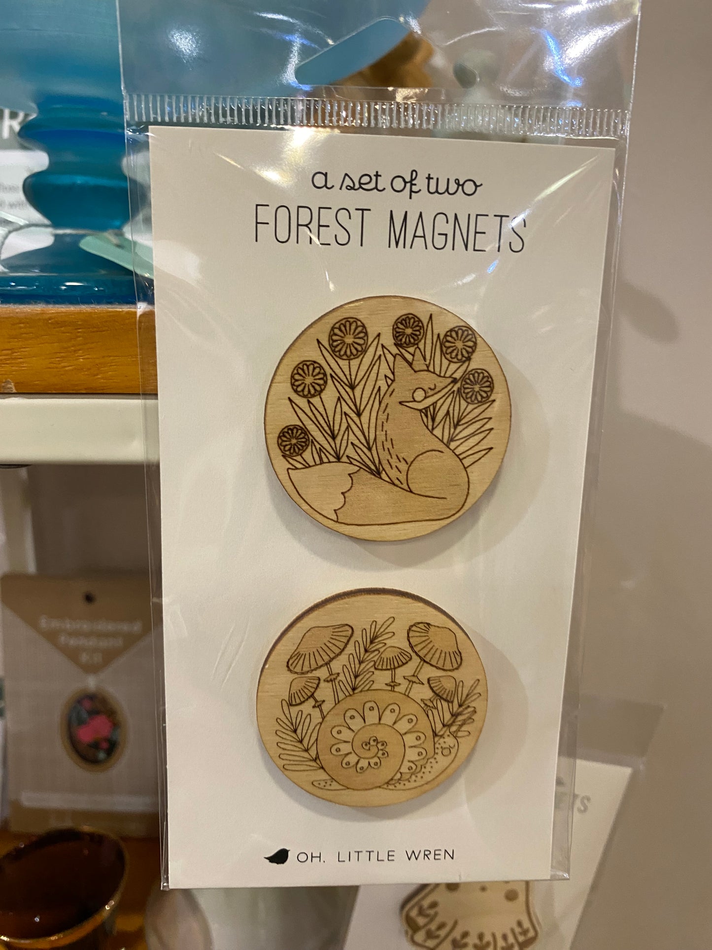 Laser Cut Wood Magnets: Woodland Fox + Snail